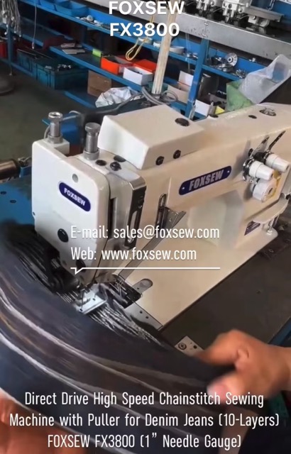 Direct Drive High Speed Chainstitch Sewing Machine with Puller for Denim Jeans