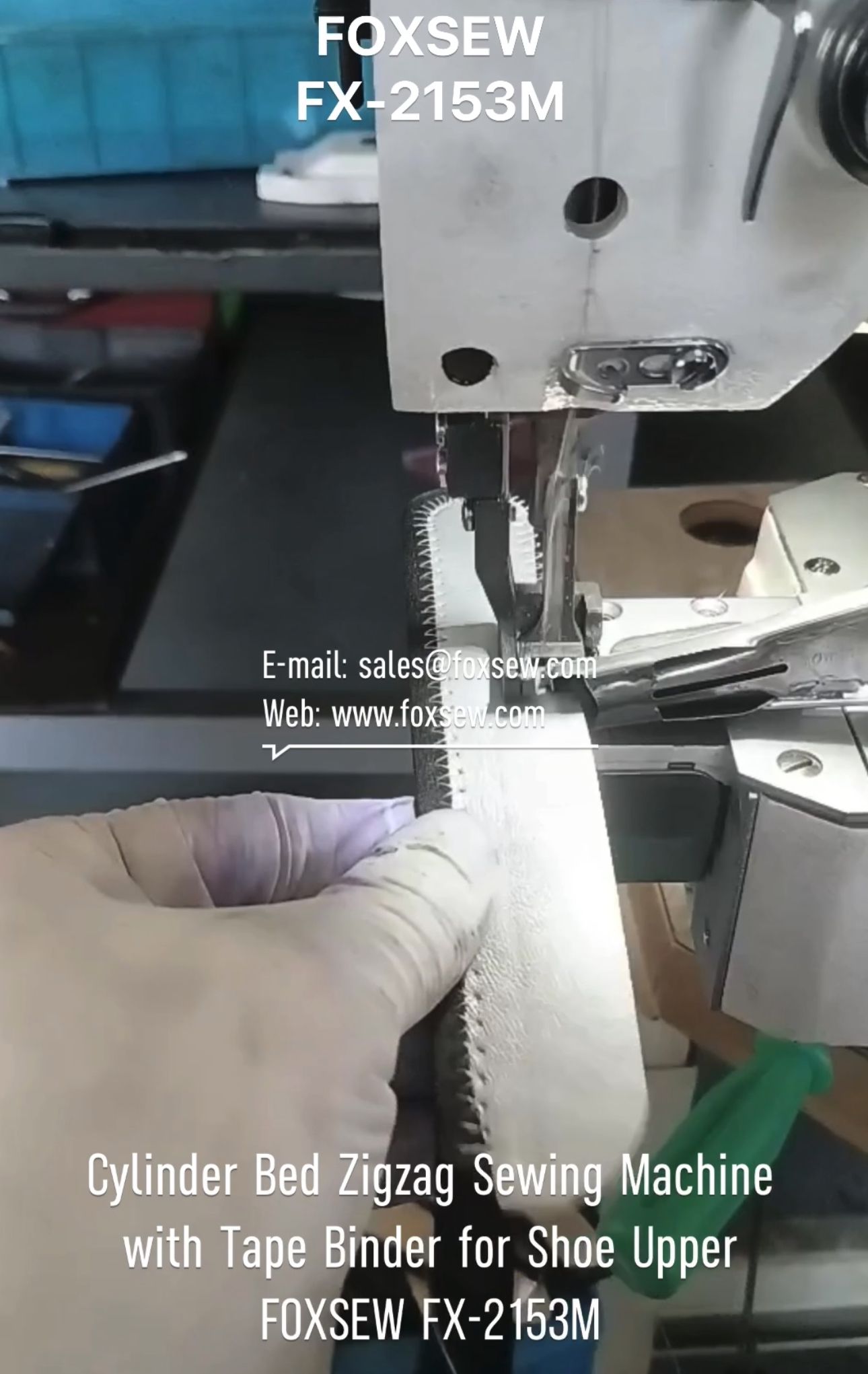 Cylinder Bed Zigzag Sewing Machine with Tape Binder for Shoes Uppers