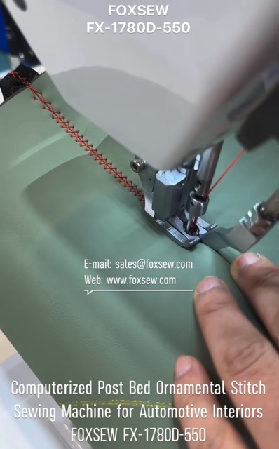 Computerized Post Bed Ornamental Stitch Sewing Machine for Automotive Interiors