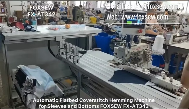 Automatic Flatbed Coverstitch Hemming Machine for Sleeves and Bottoms