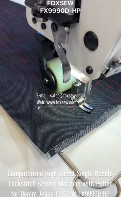 High Speed Single Needle Lockstitch Sewing Machine with Puller for Denim Jeans