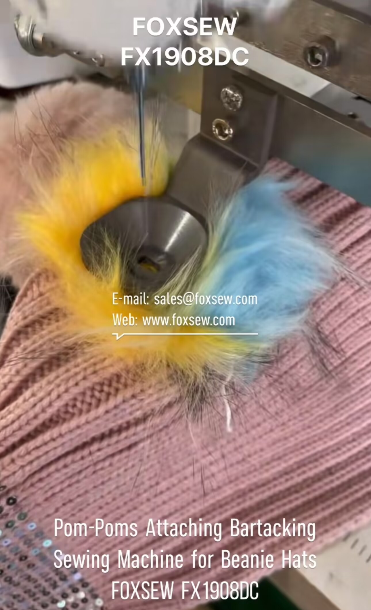 Pom-Poms Attaching Bartacking Sewing Machine for Beanie Hats