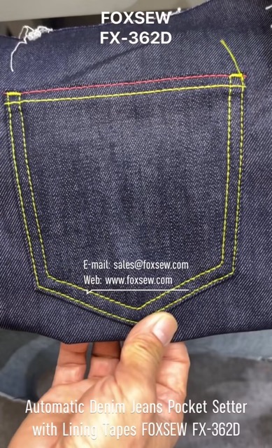 Automatic Denim Jeans Pocket Setter with Lining Tape