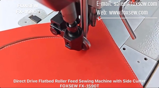 Direct Drive Flatbed Roller Feed Leather Sewing Machine with Side Cutter